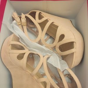 Brand New Sexy Strapper wedges w/zip up heel
